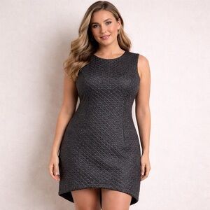 ASOS Petite Sleeveless Metallic Embossed Black Dress 10P